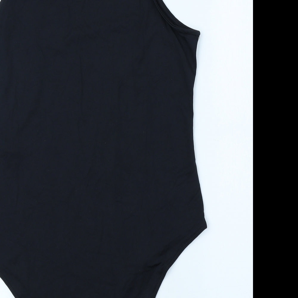 Primark Womens Black Polyamide Bodysuit One-Piece Size L Snap
