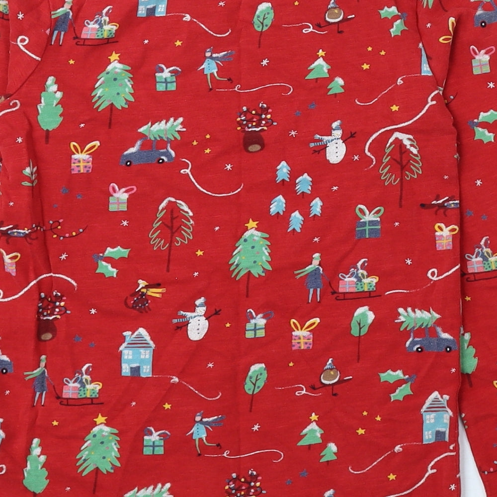 NEXT Boys Red Geometric 100% Cotton Basic T-Shirt Size 8 Years Round Neck Pullover - Christmas