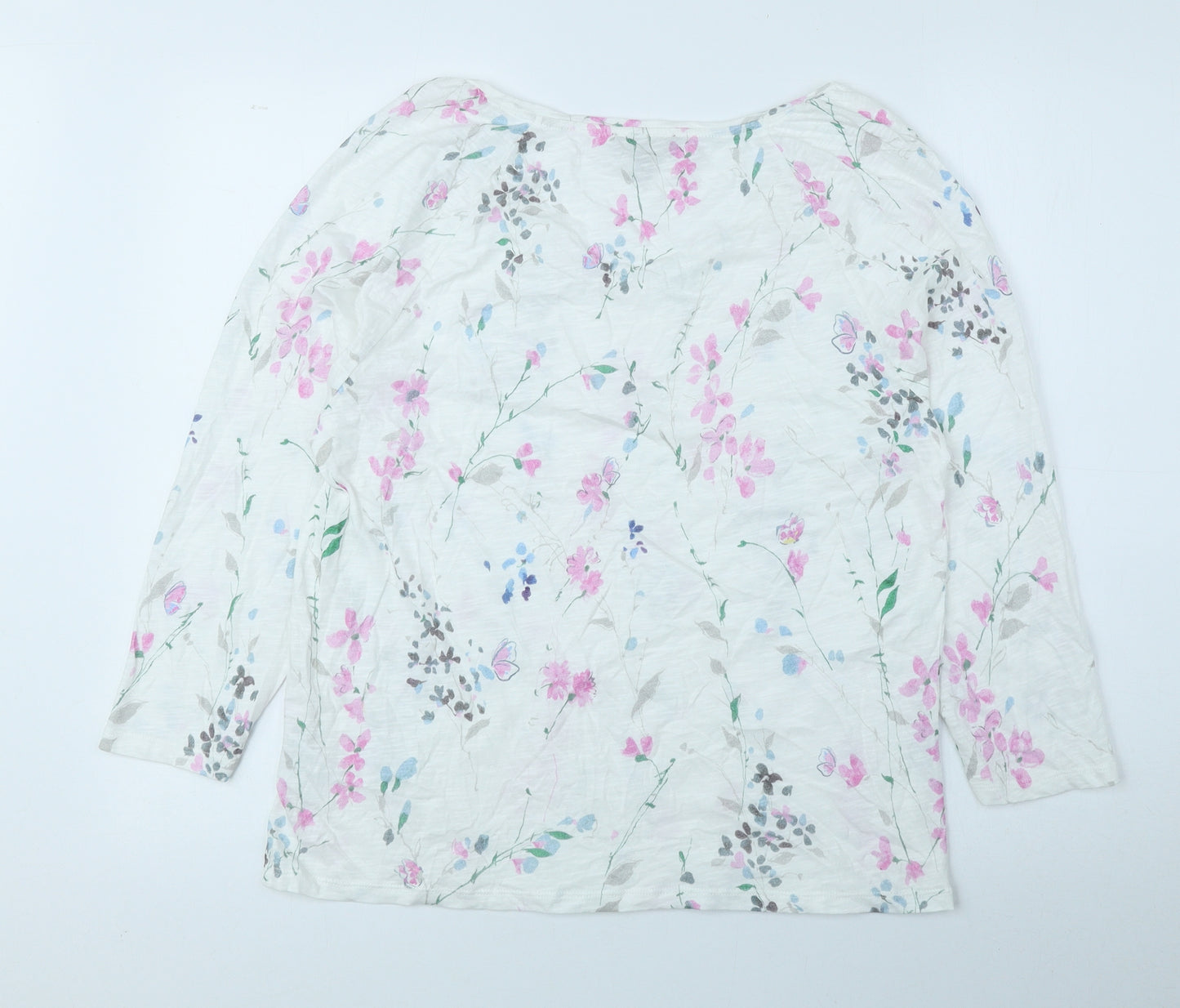 Phase Eight Womens Multicoloured Floral 100% Cotton Basic Blouse Size 14 Round Neck