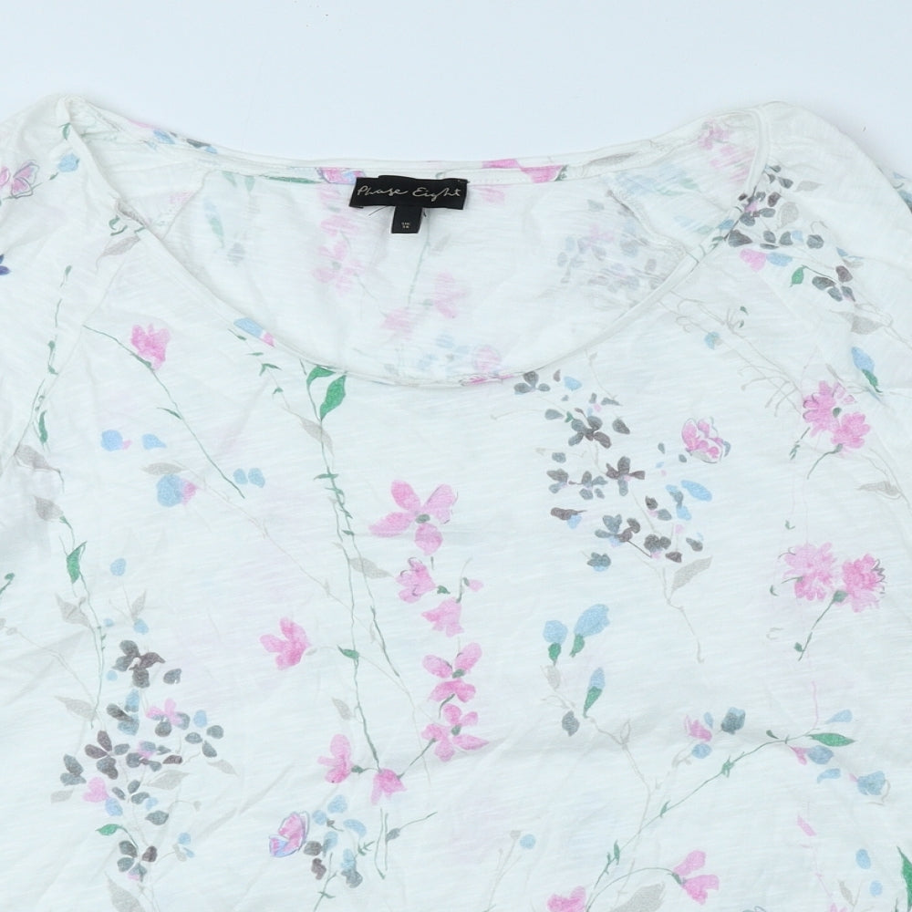 Phase Eight Womens Multicoloured Floral 100% Cotton Basic Blouse Size 14 Round Neck