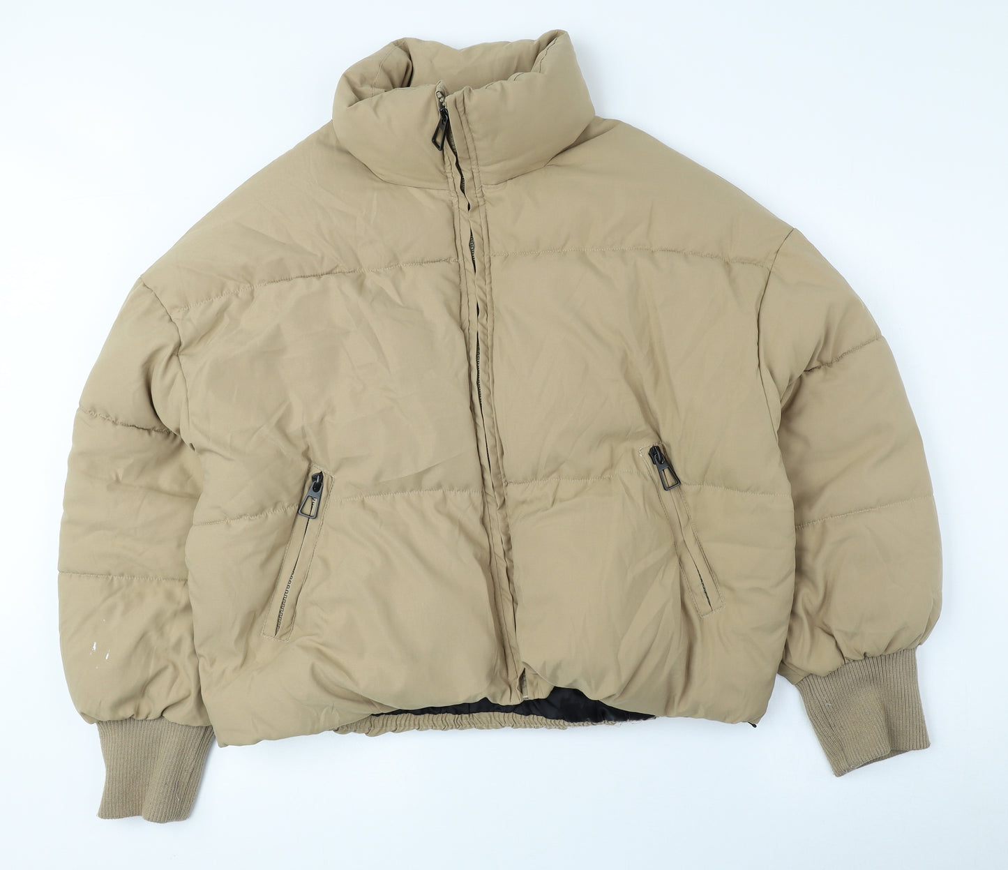 SheIn Womens Beige Puffer Jacket Coat Size S Zip