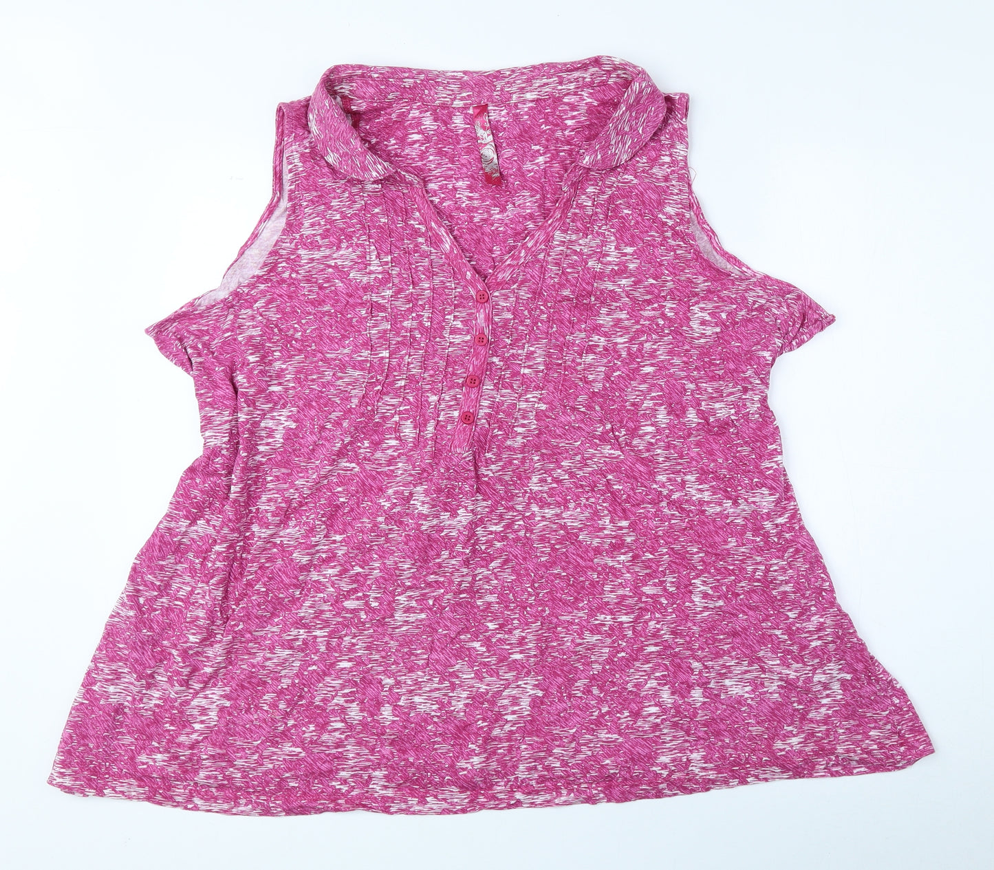 Preworn Womens Pink 100% Cotton Basic Blouse Size 26 V-Neck