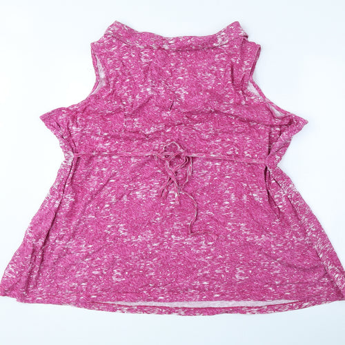 Preworn Womens Pink 100% Cotton Basic Blouse Size 26 V-Neck