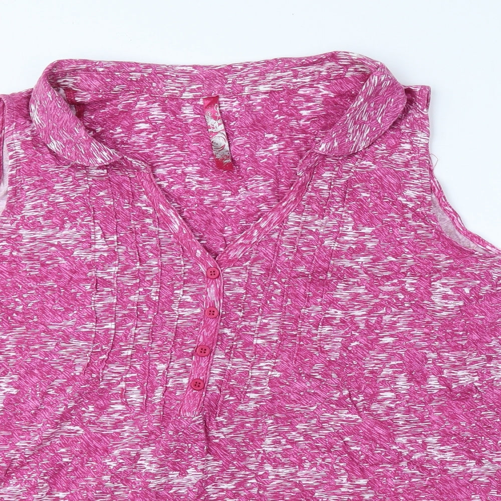Preworn Womens Pink 100% Cotton Basic Blouse Size 26 V-Neck