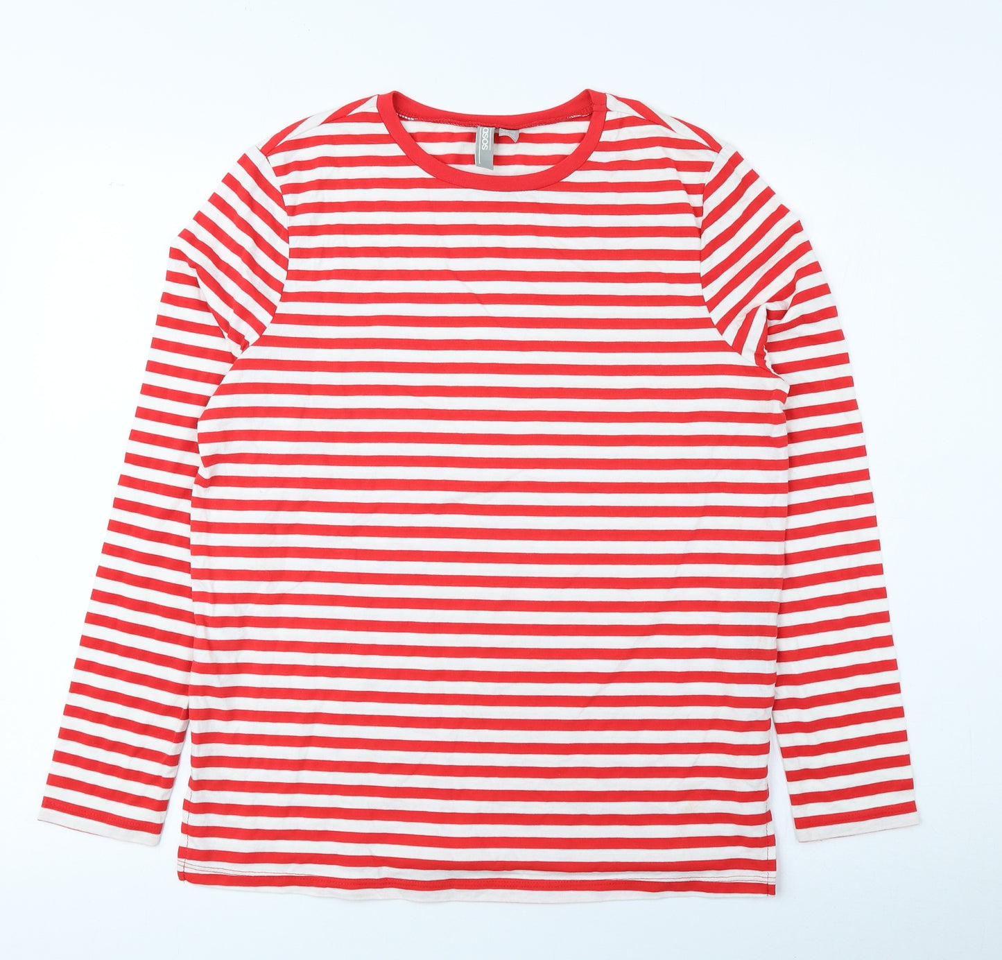 ASOS Womens Red Round Neck Striped Cotton Pullover Jumper Size 10