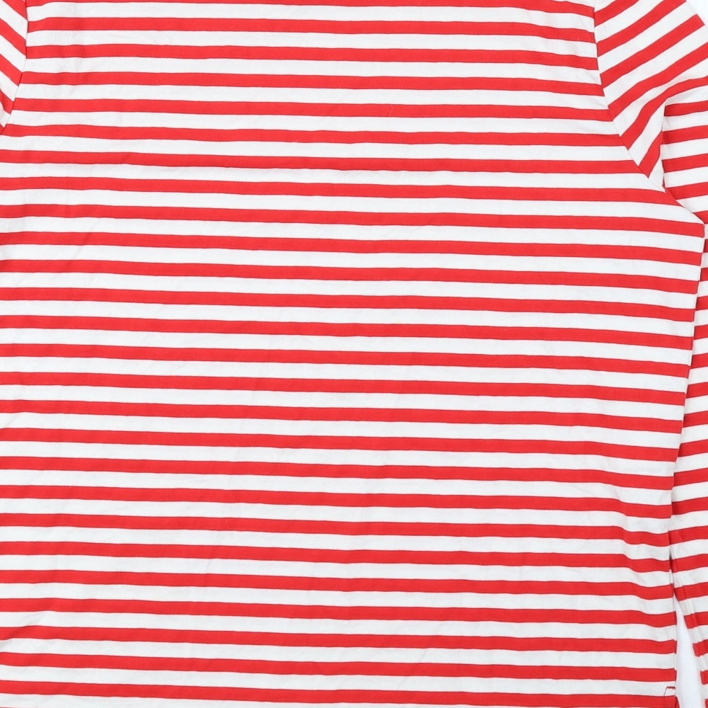ASOS Womens Red Round Neck Striped Cotton Pullover Jumper Size 10