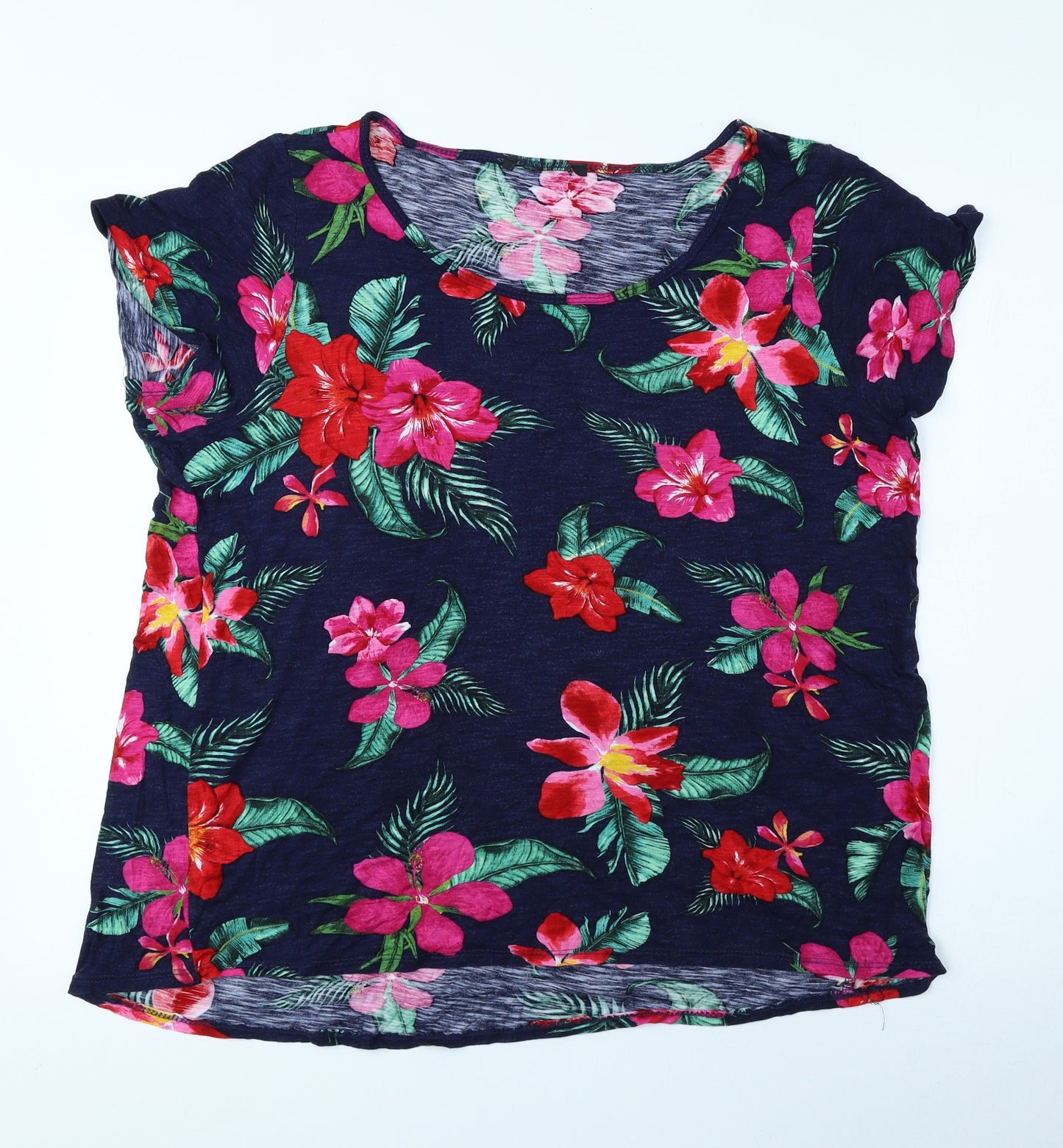 George Womens Multicoloured Floral Viscose Basic Blouse Size 18 Round Neck