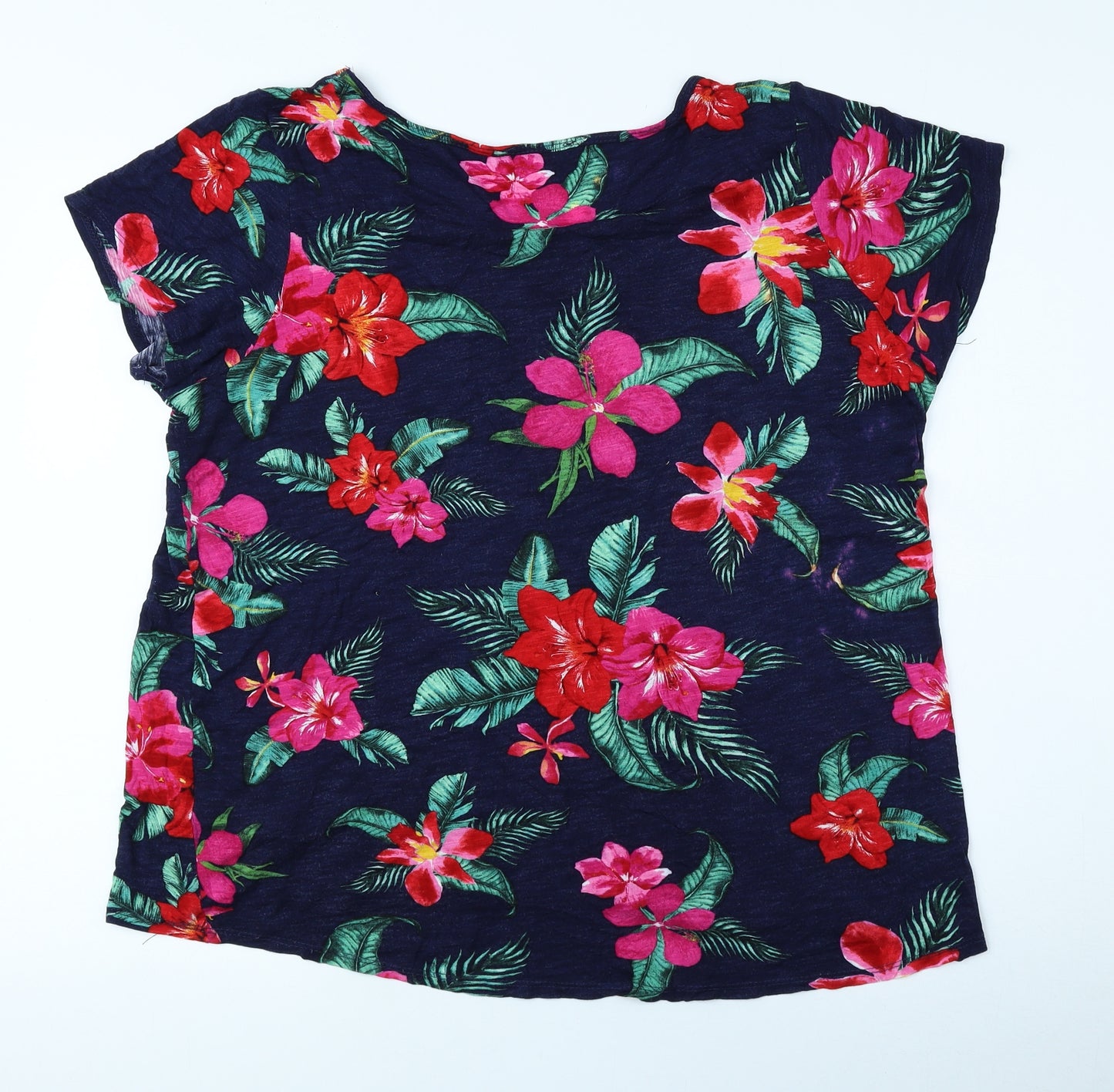 George Womens Multicoloured Floral Viscose Basic Blouse Size 18 Round Neck