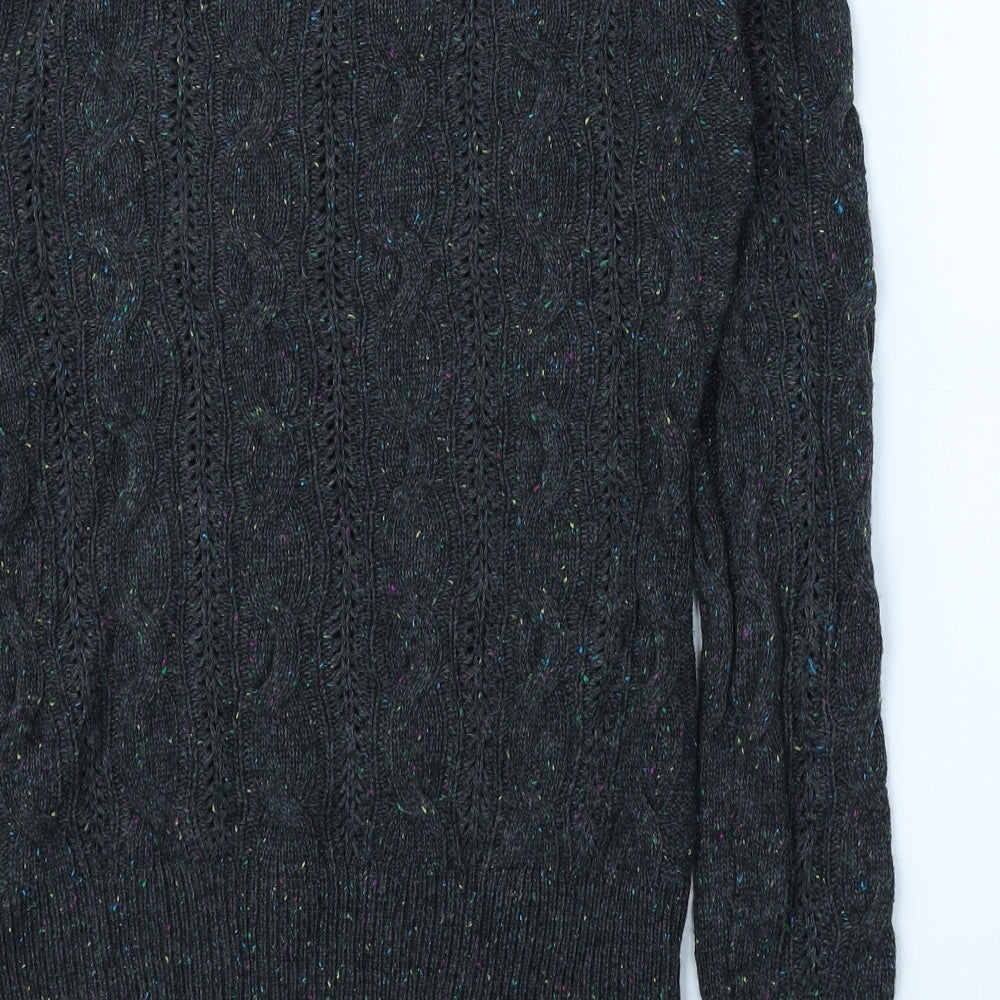 Aphorism Womens Grey Round Neck Nylon Pullover Jumper Size M