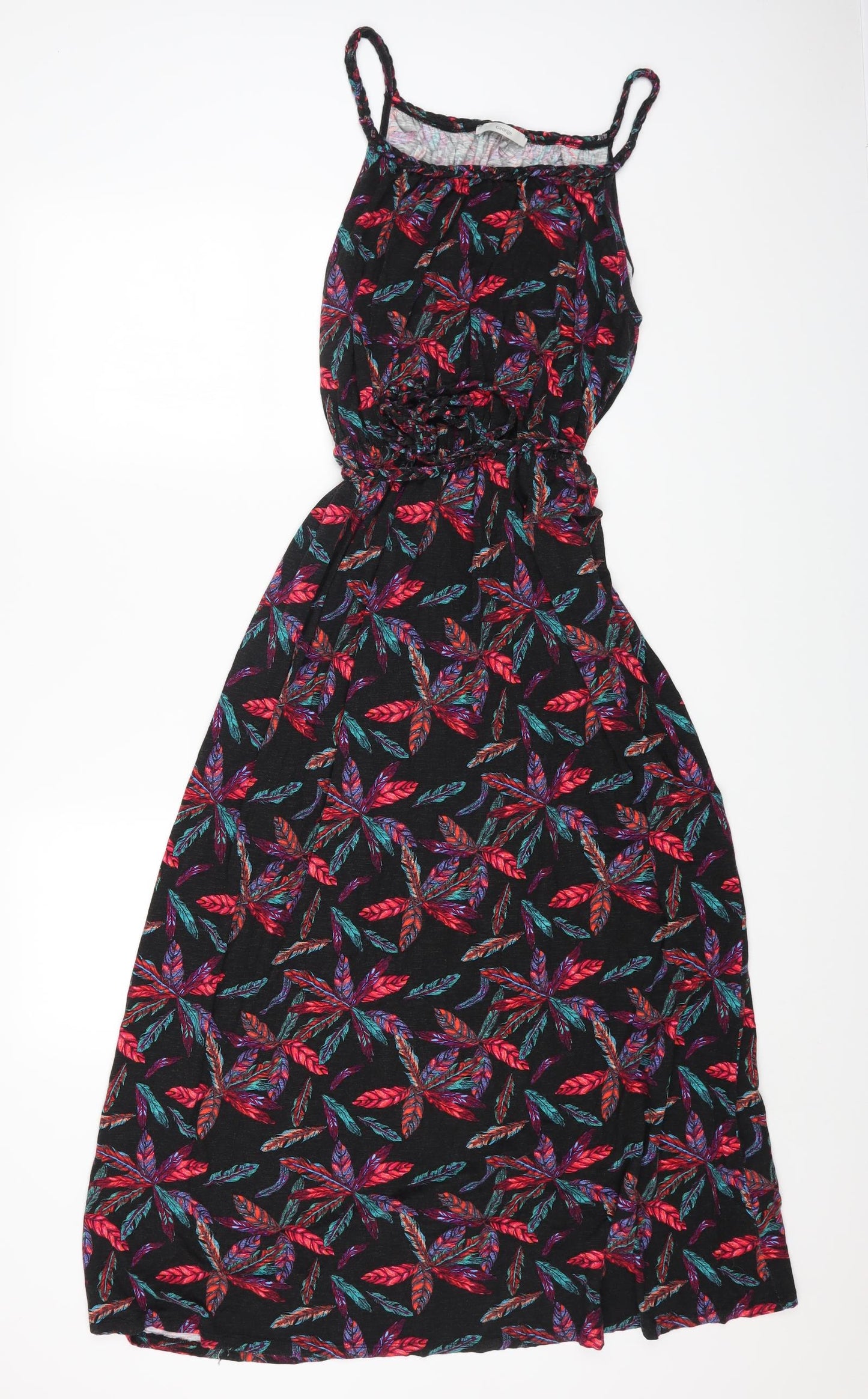 George Womens Black Floral Viscose Maxi Size 18 Square Neck Pullover