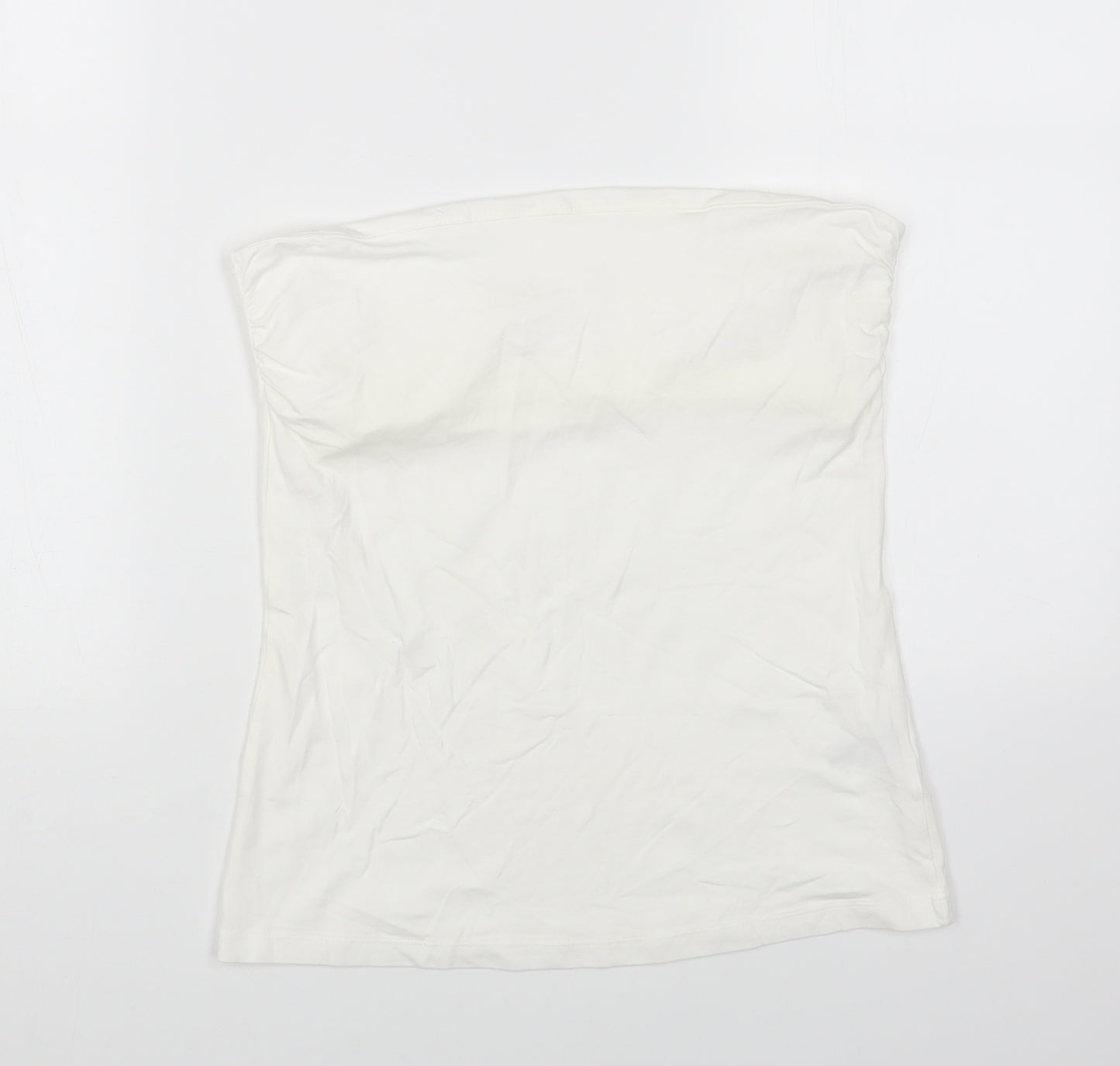 H&M Womens White Cotton Basic T-Shirt Size M Off the Shoulder - Bandeau Top