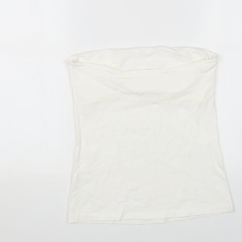 H&M Womens White Cotton Basic T-Shirt Size M Off the Shoulder - Bandeau Top