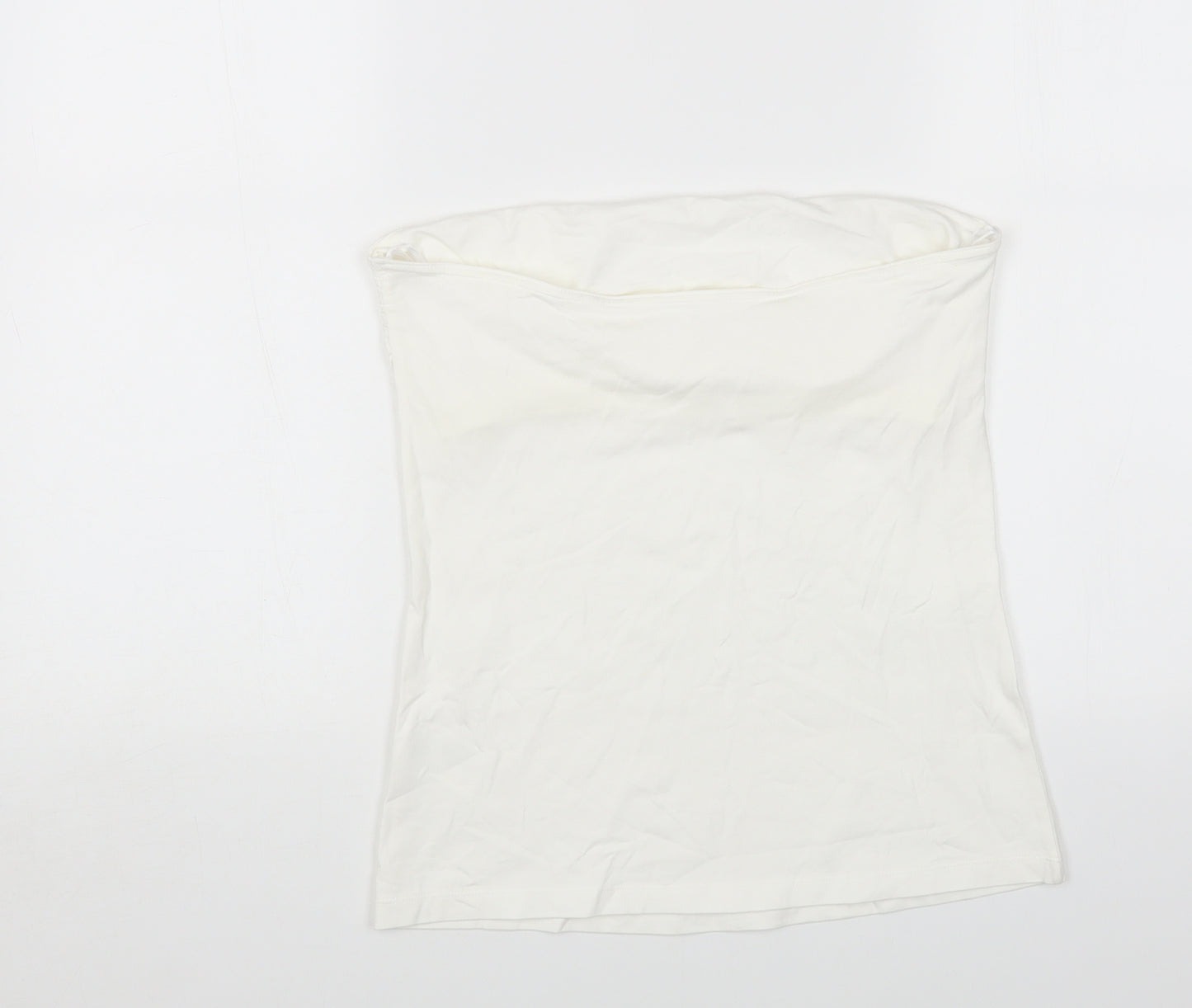 H&M Womens White Cotton Basic T-Shirt Size M Off the Shoulder - Bandeau Top