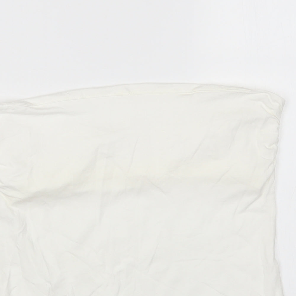 H&M Womens White Cotton Basic T-Shirt Size M Off the Shoulder - Bandeau Top