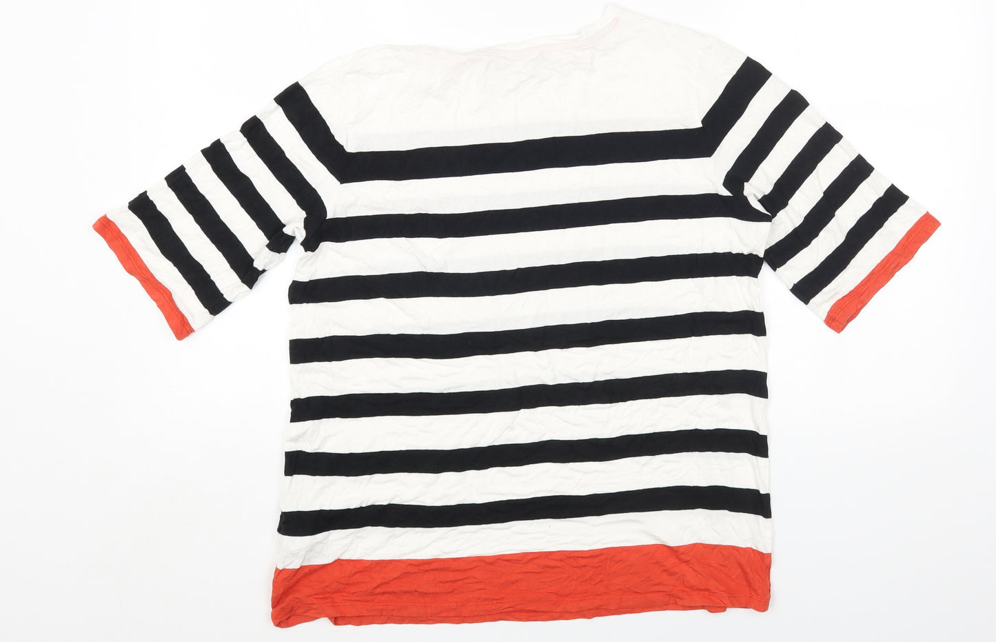 Autograph Womens Multicoloured Striped Viscose Basic T-Shirt Size 14 Round Neck