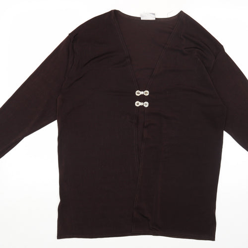 VALENSE Womens Brown Polyester Basic Blouse Size L Scoop Neck