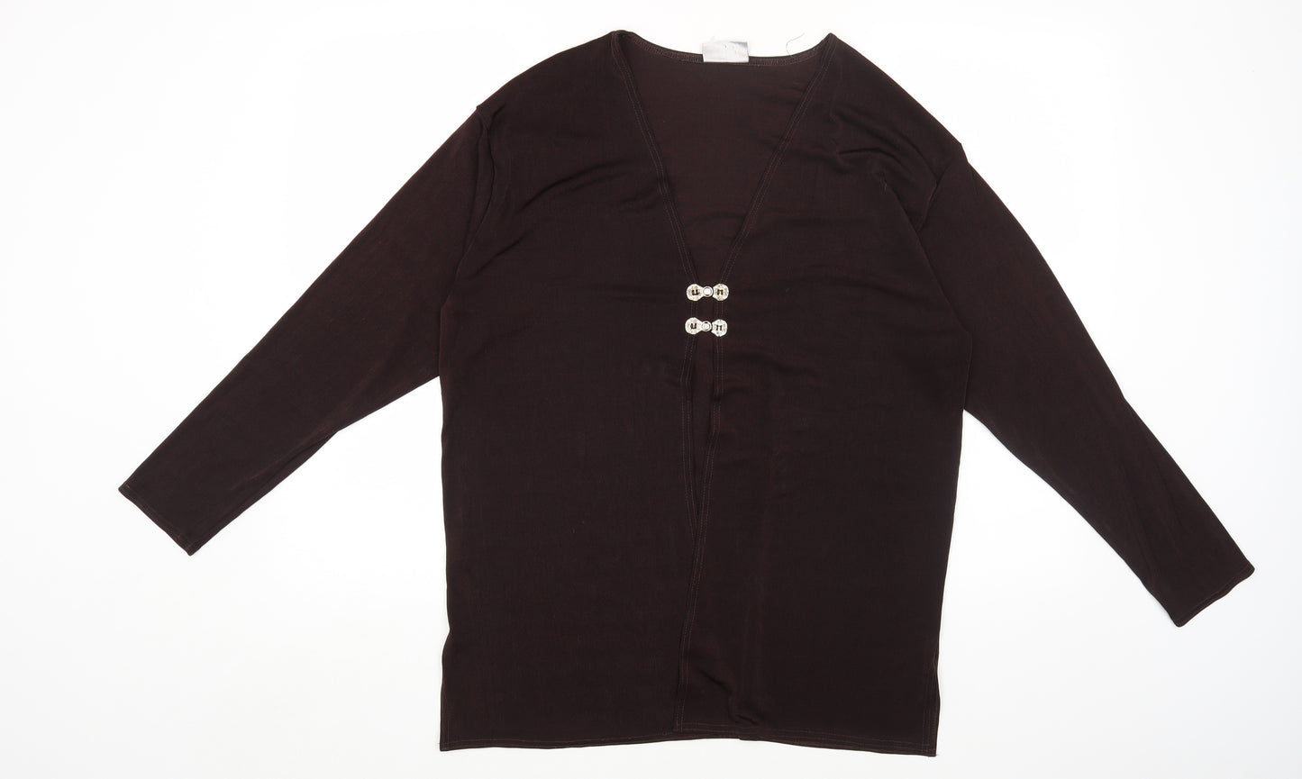 VALENSE Womens Brown Polyester Basic Blouse Size L Scoop Neck