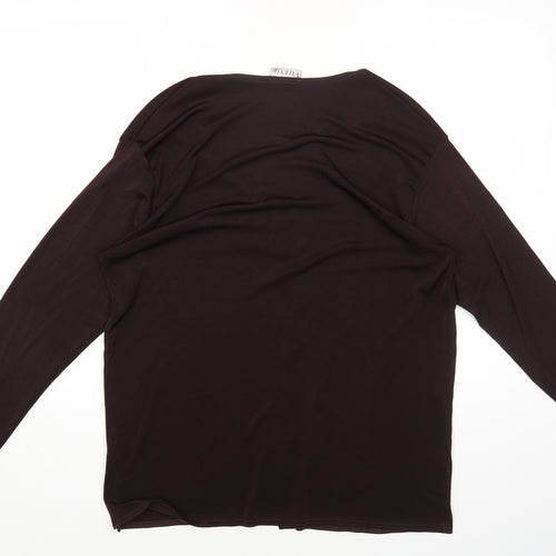 VALENSE Womens Brown Polyester Basic Blouse Size L Scoop Neck