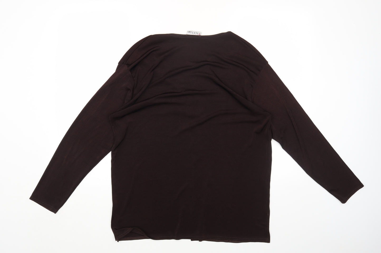 VALENSE Womens Brown Polyester Basic Blouse Size L Scoop Neck