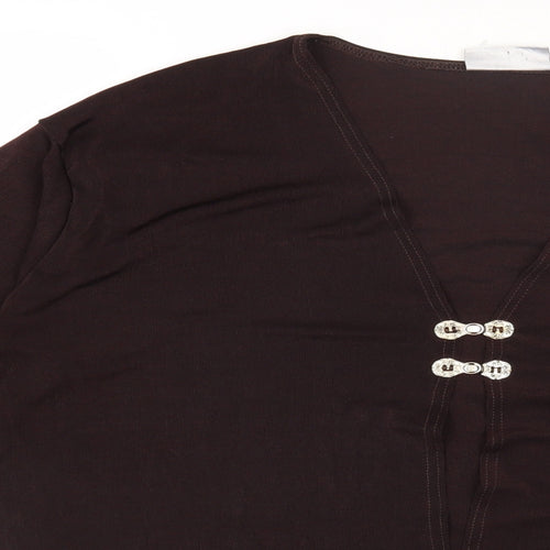 VALENSE Womens Brown Polyester Basic Blouse Size L Scoop Neck