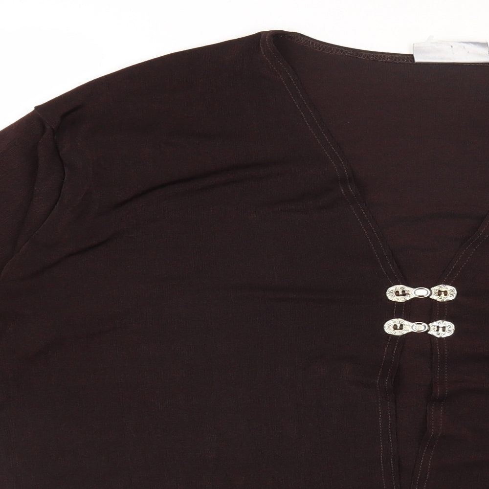 VALENSE Womens Brown Polyester Basic Blouse Size L Scoop Neck