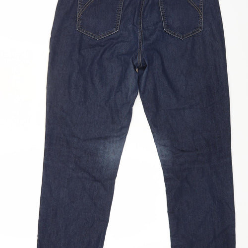 Wallis Womens Blue Cotton Straight Jeans Size 14 L28 in Regular Zip