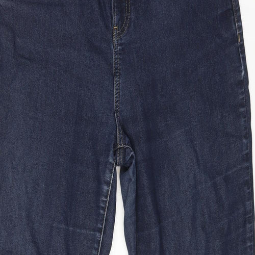 Wallis Womens Blue Cotton Straight Jeans Size 14 L28 in Regular Zip