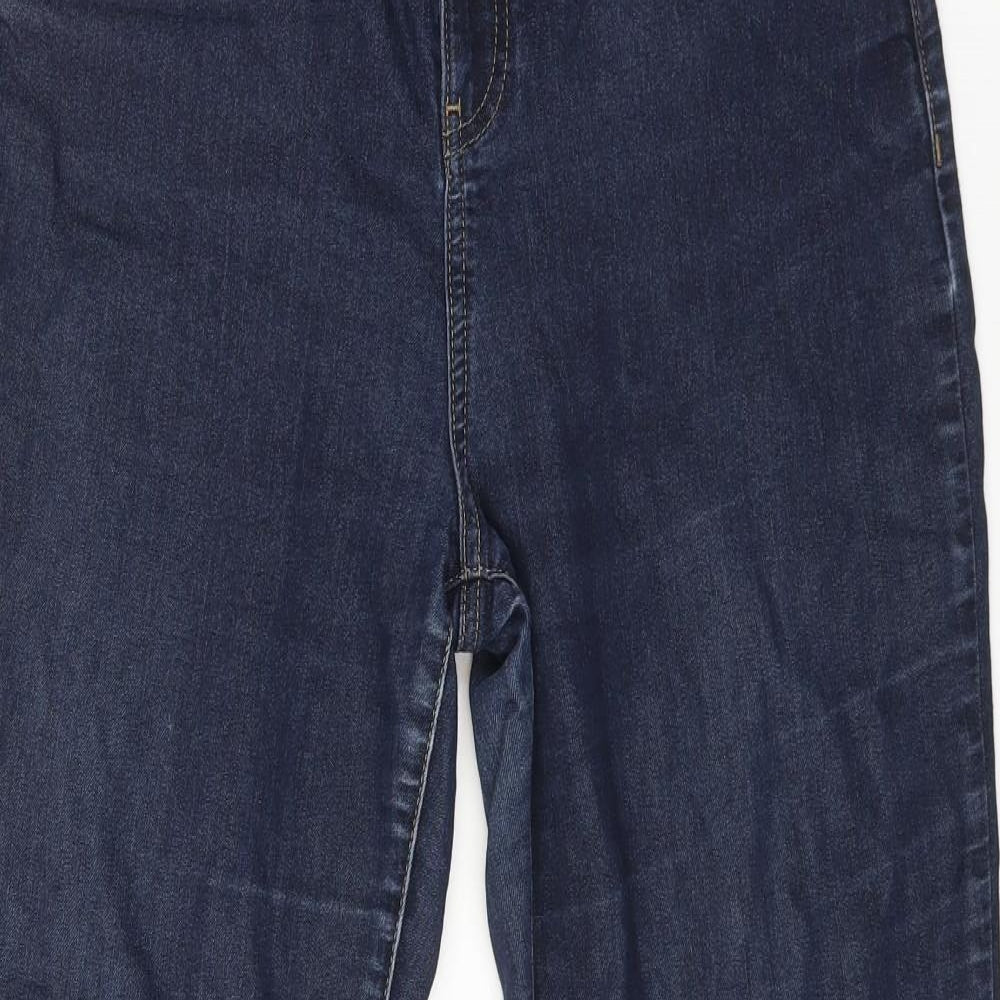 Wallis Womens Blue Cotton Straight Jeans Size 14 L28 in Regular Zip