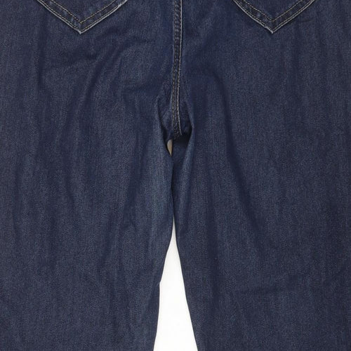 Wallis Womens Blue Cotton Straight Jeans Size 14 L28 in Regular Zip