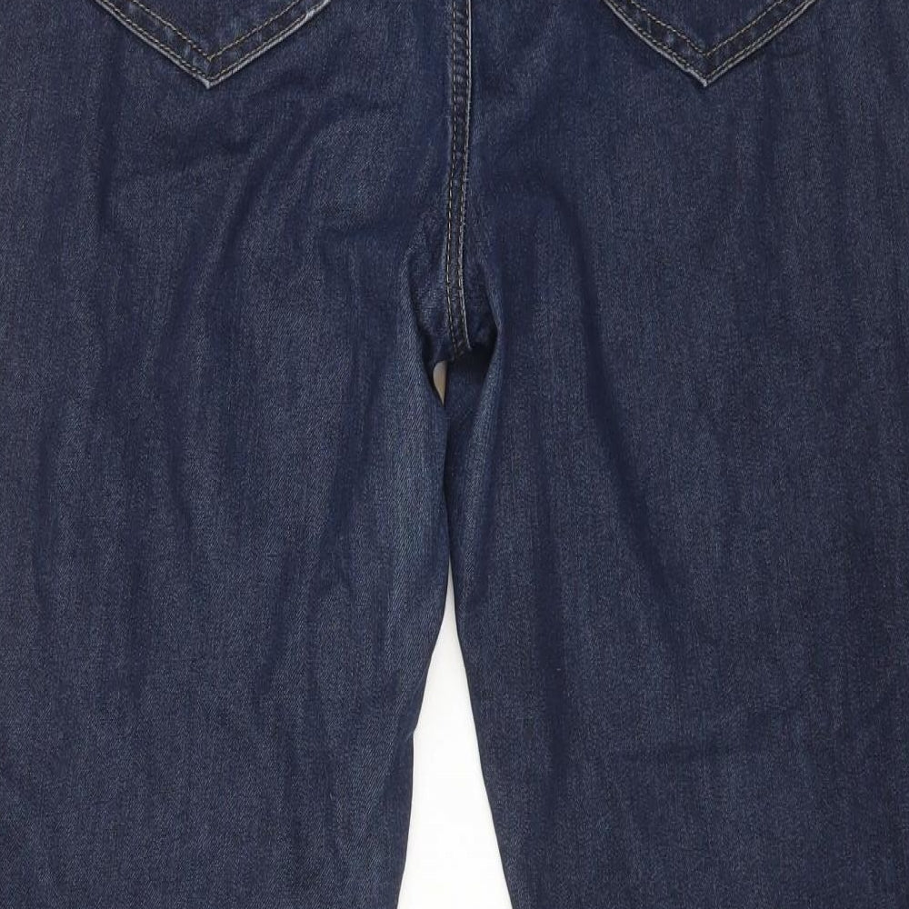 Wallis Womens Blue Cotton Straight Jeans Size 14 L28 in Regular Zip