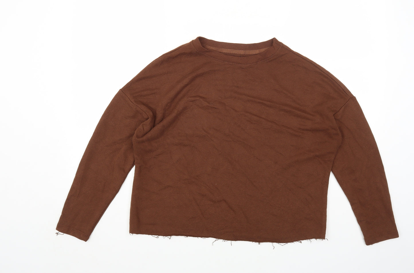 Pull&Bear Womens Brown Round Neck Cotton Pullover Jumper Size XS