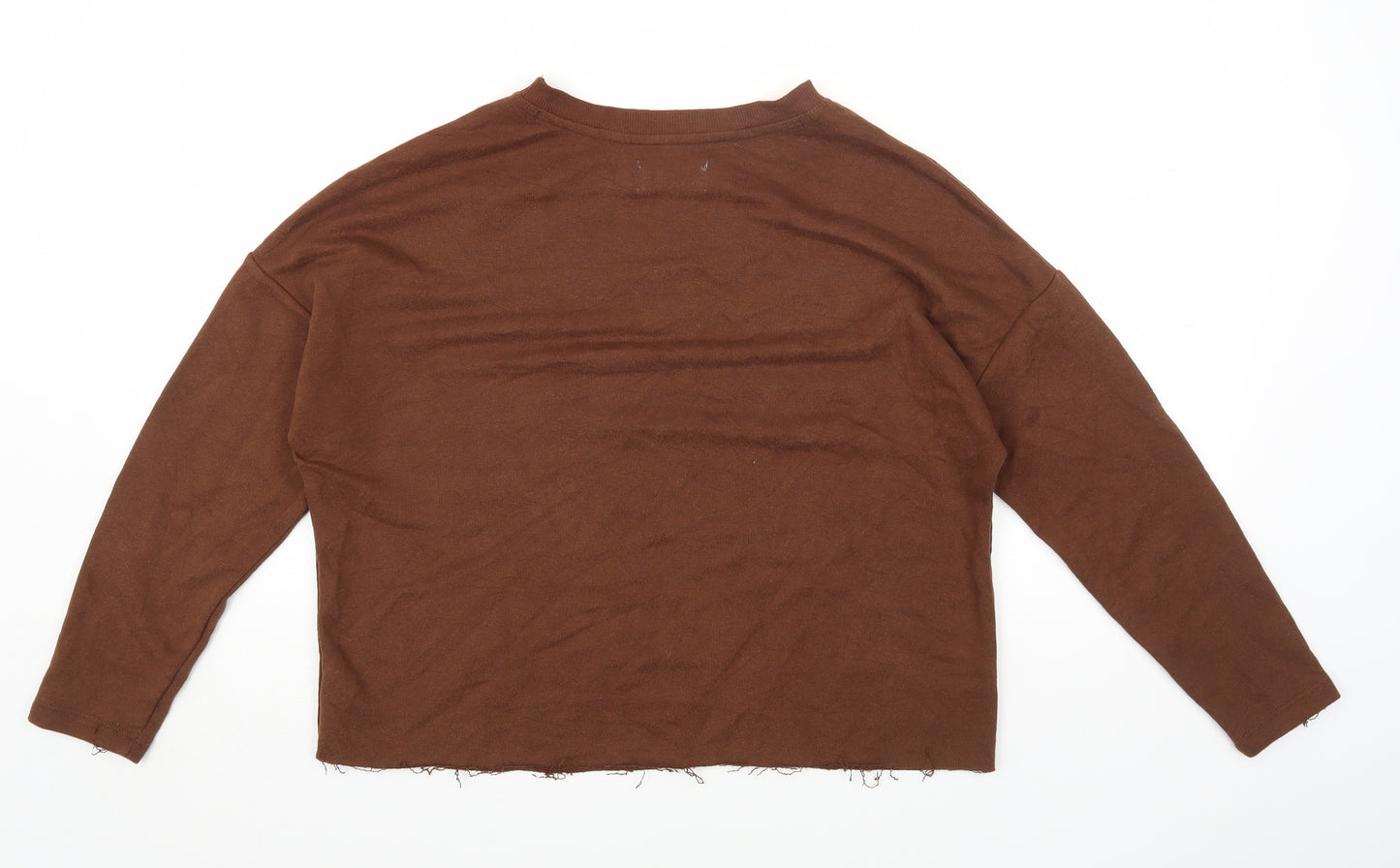 Pull&Bear Womens Brown Round Neck Cotton Pullover Jumper Size XS