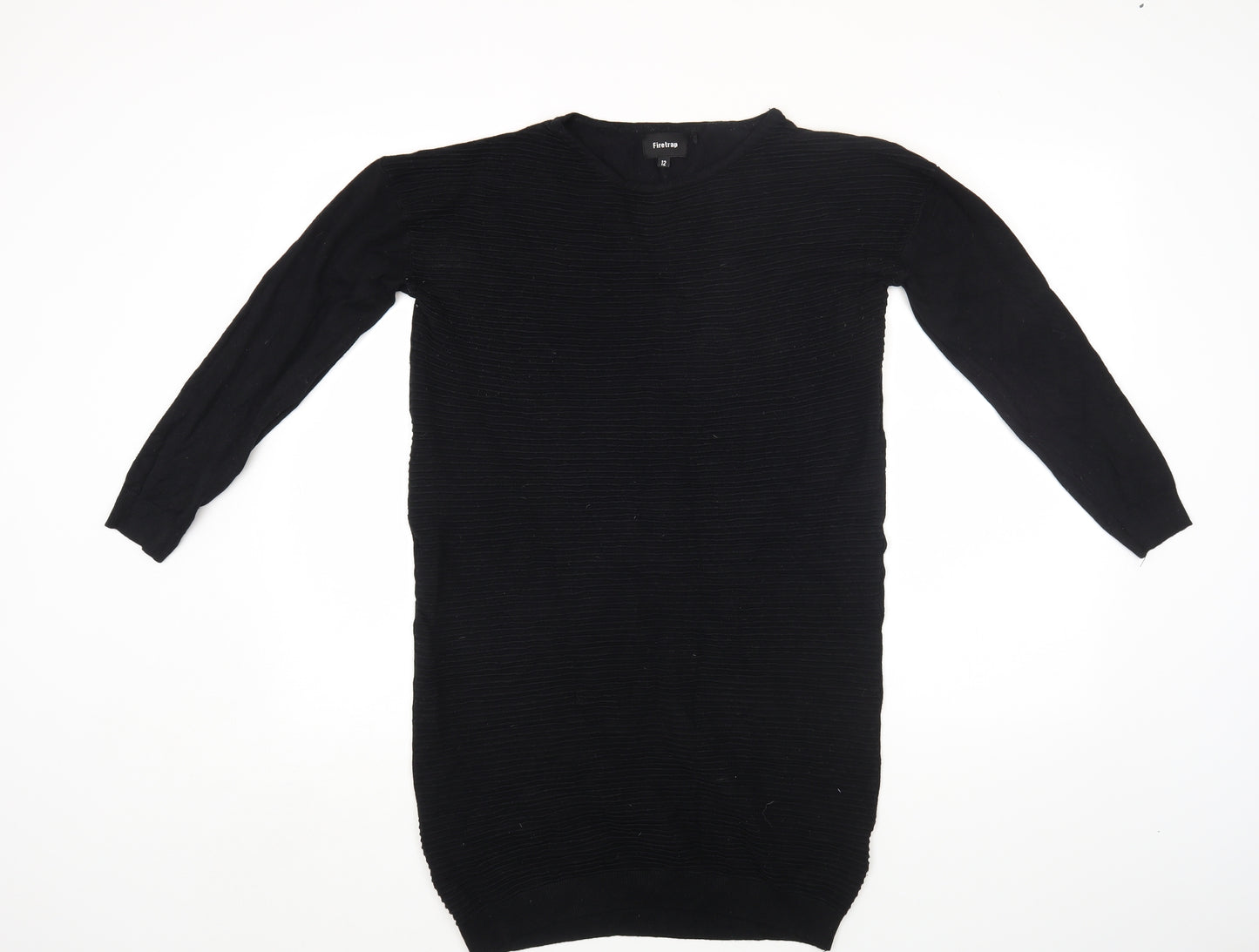 Firetrap Womens Black Round Neck Cotton Henley Jumper Size 12