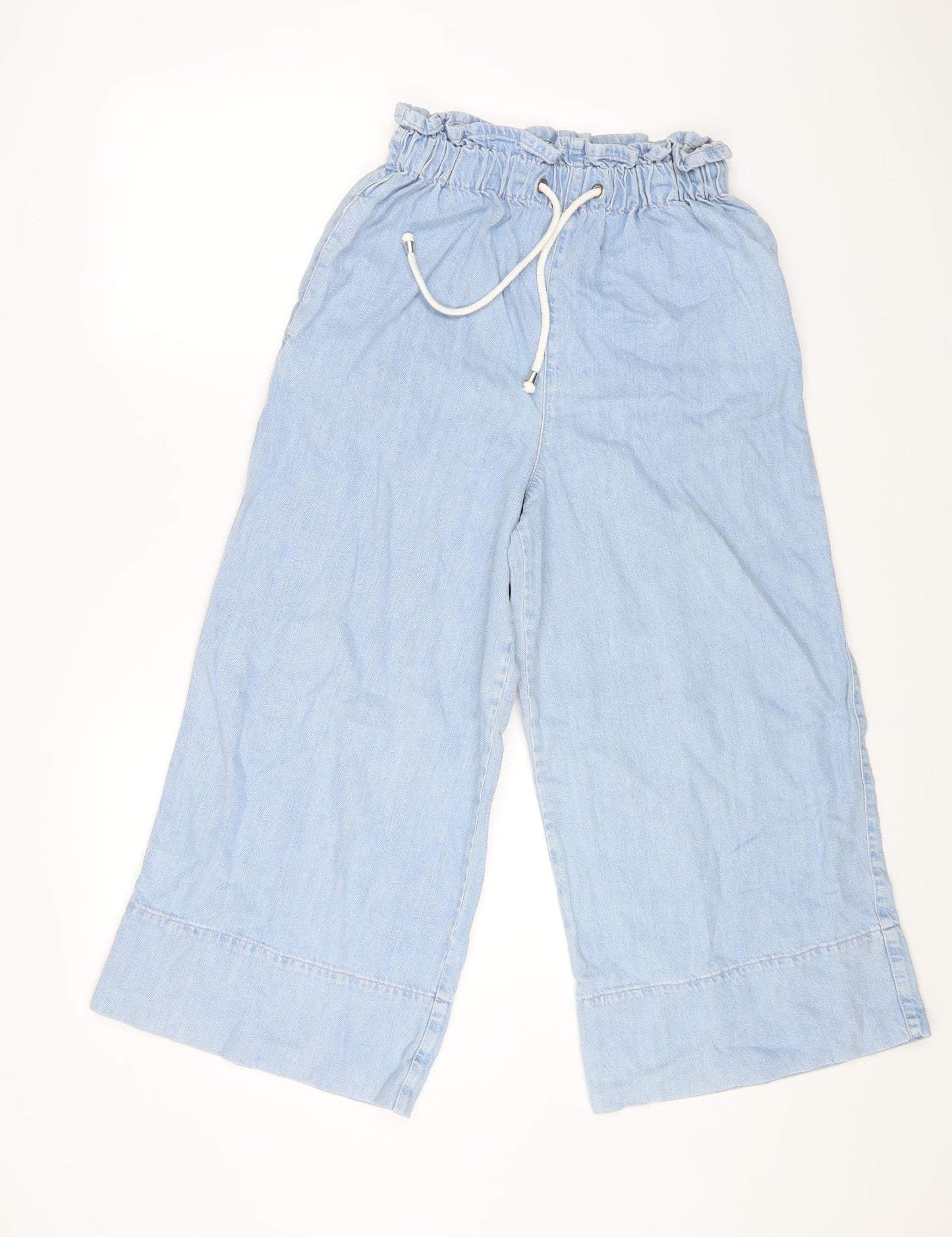Topshop Womens Blue Cotton Flared Jeans Size 28 in L32 in Regular Drawstring