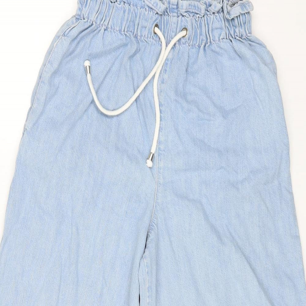 Topshop Womens Blue Cotton Flared Jeans Size 28 in L32 in Regular Drawstring