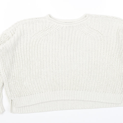 River Island Womens White Round Neck Acrylic Pullover Jumper Size M
