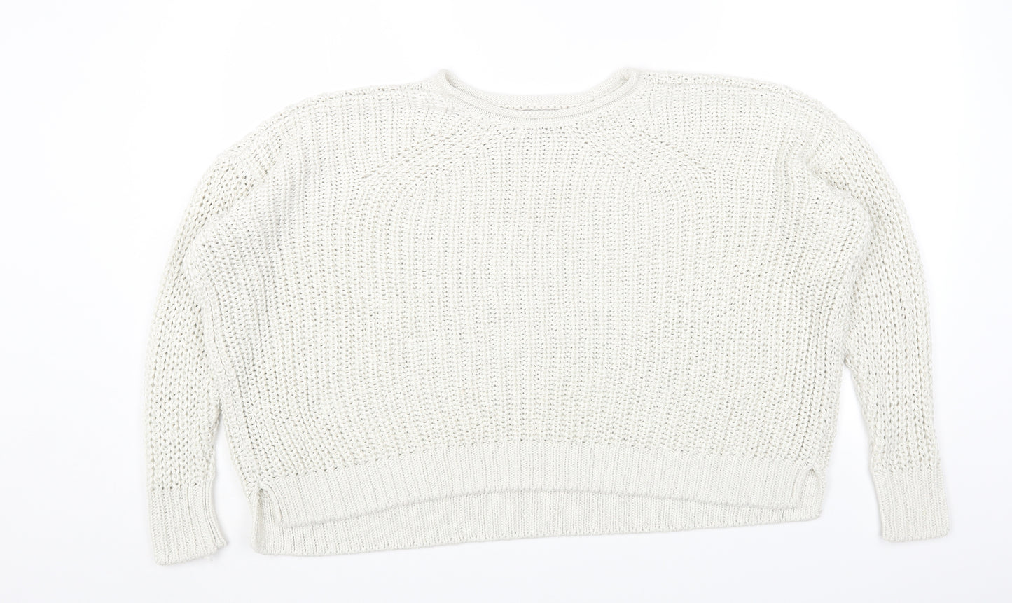 River Island Womens White Round Neck Acrylic Pullover Jumper Size M