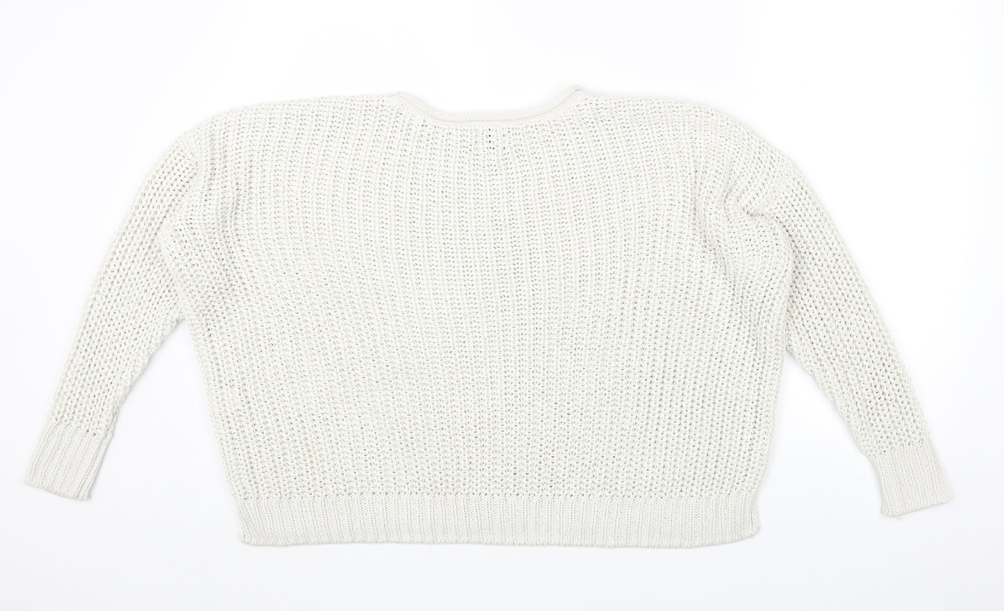 River Island Womens White Round Neck Acrylic Pullover Jumper Size M
