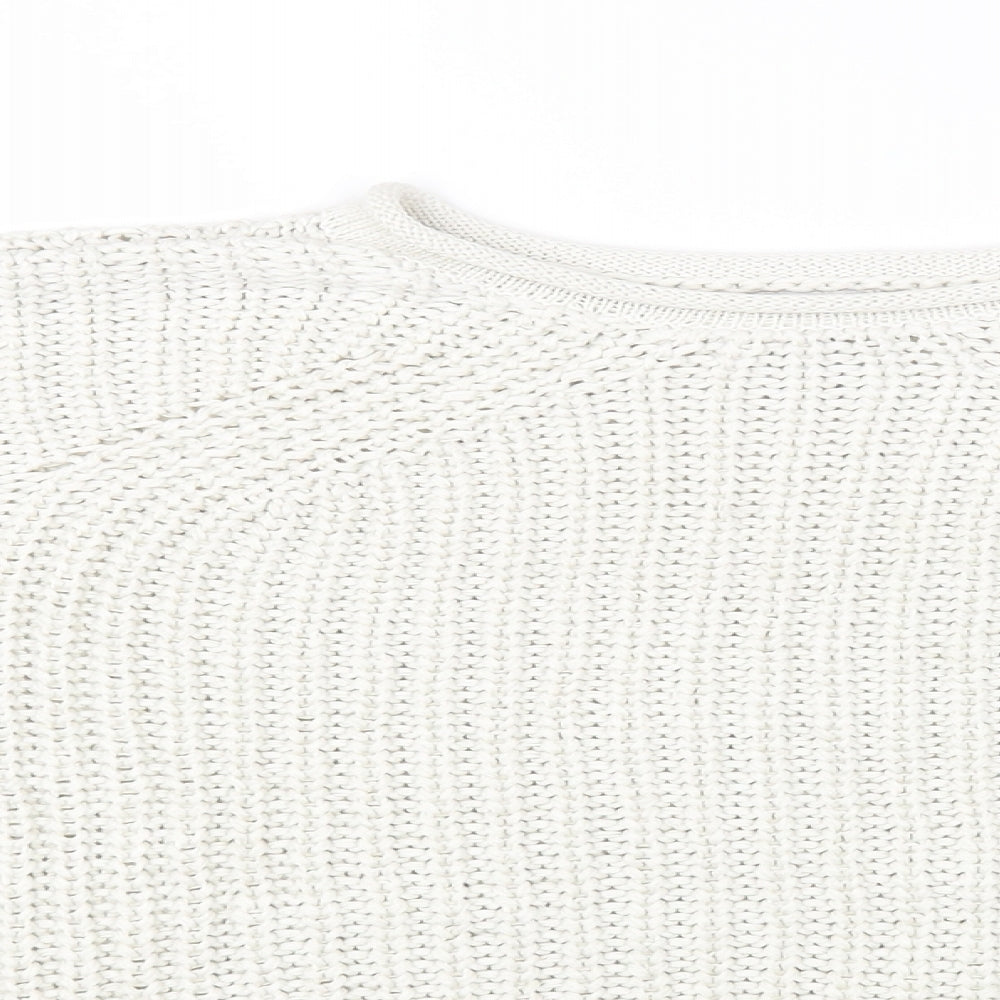 River Island Womens White Round Neck Acrylic Pullover Jumper Size M