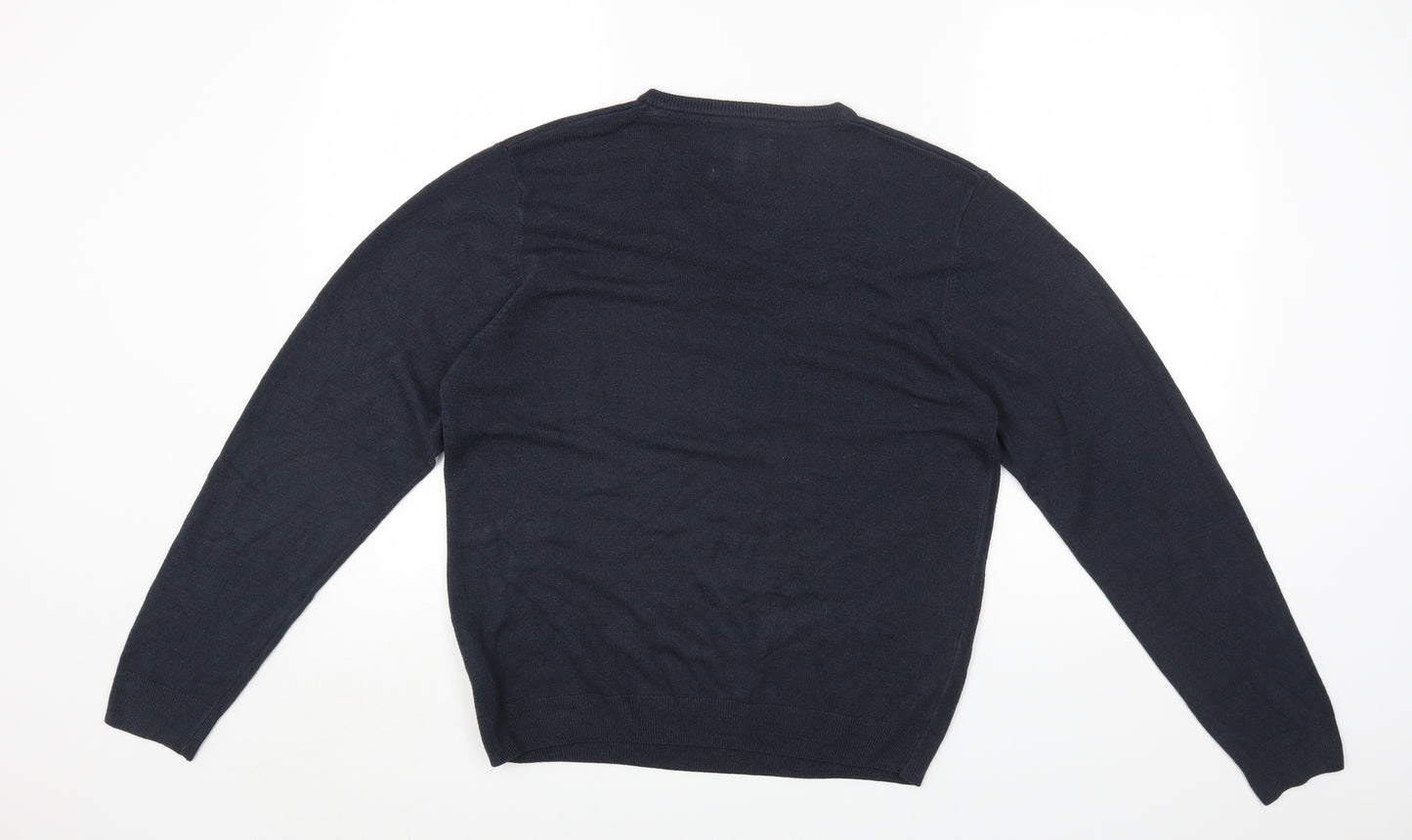 Marks and Spencer Mens Blue V-Neck Acrylic Pullover Jumper Size M