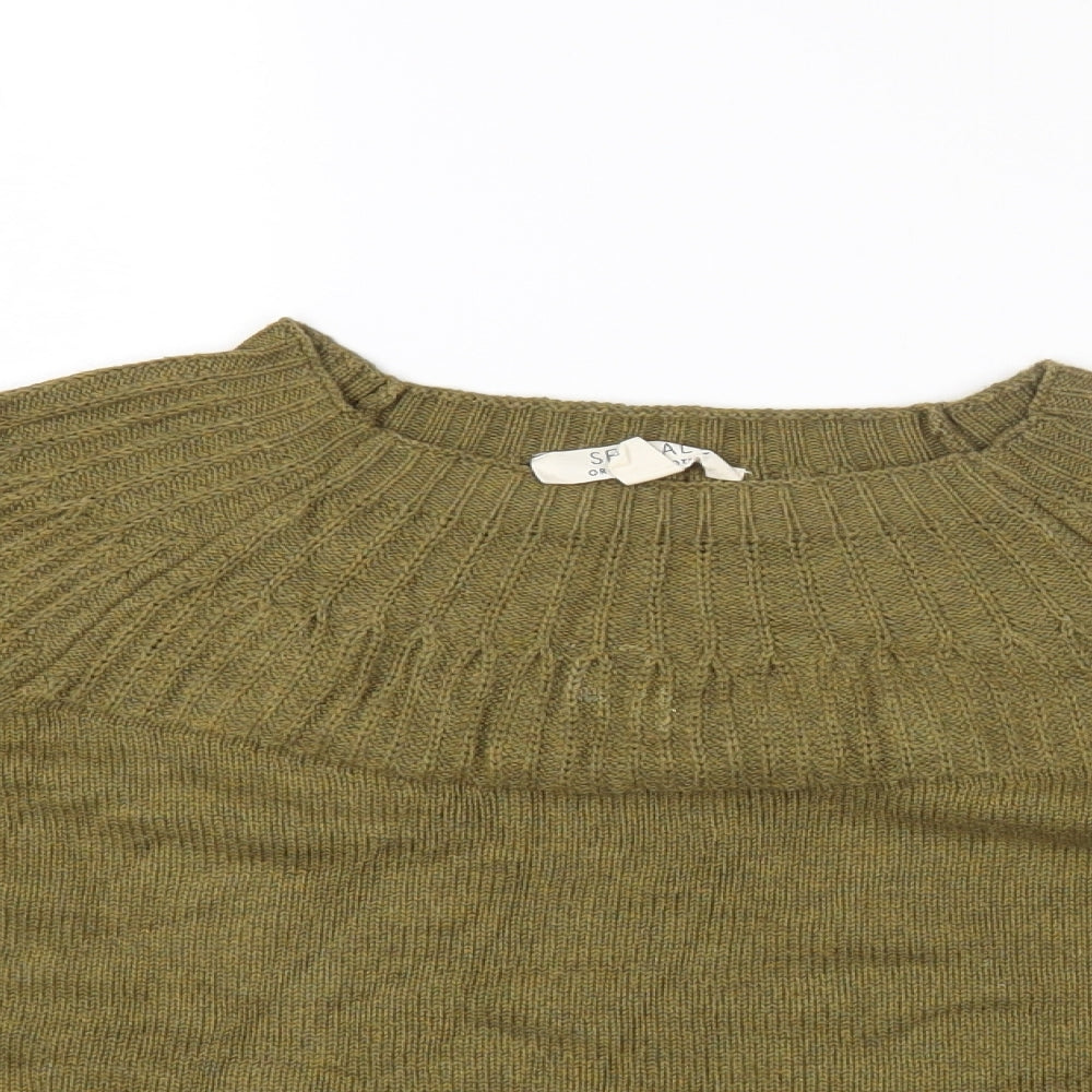 Seasalt Womens Green Round Neck Cotton Pullover Jumper Size 14