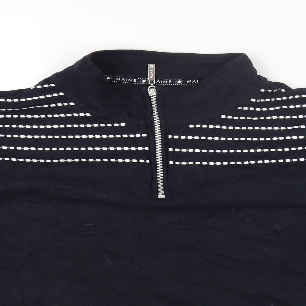 Maine Womens Blue High Neck Cotton Pullover Jumper Size 16