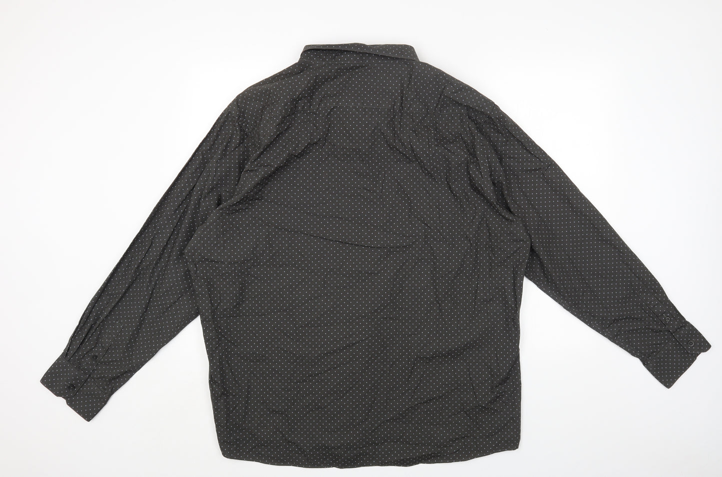 George Mens Grey Polka Dot Cotton Button-Up Size 3XL Collared Buckle