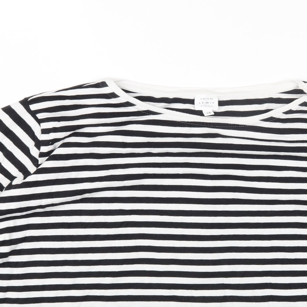 John Lewis Womens Multicoloured Striped Cotton Basic T-Shirt Size 16 Round Neck