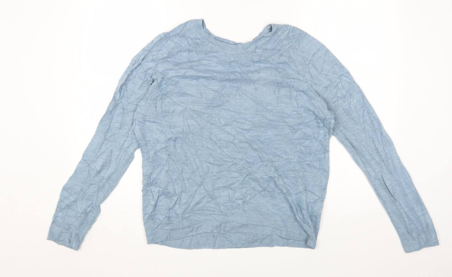 Marks and Spencer Womens Blue Round Neck Acrylic Pullover Jumper Size 16