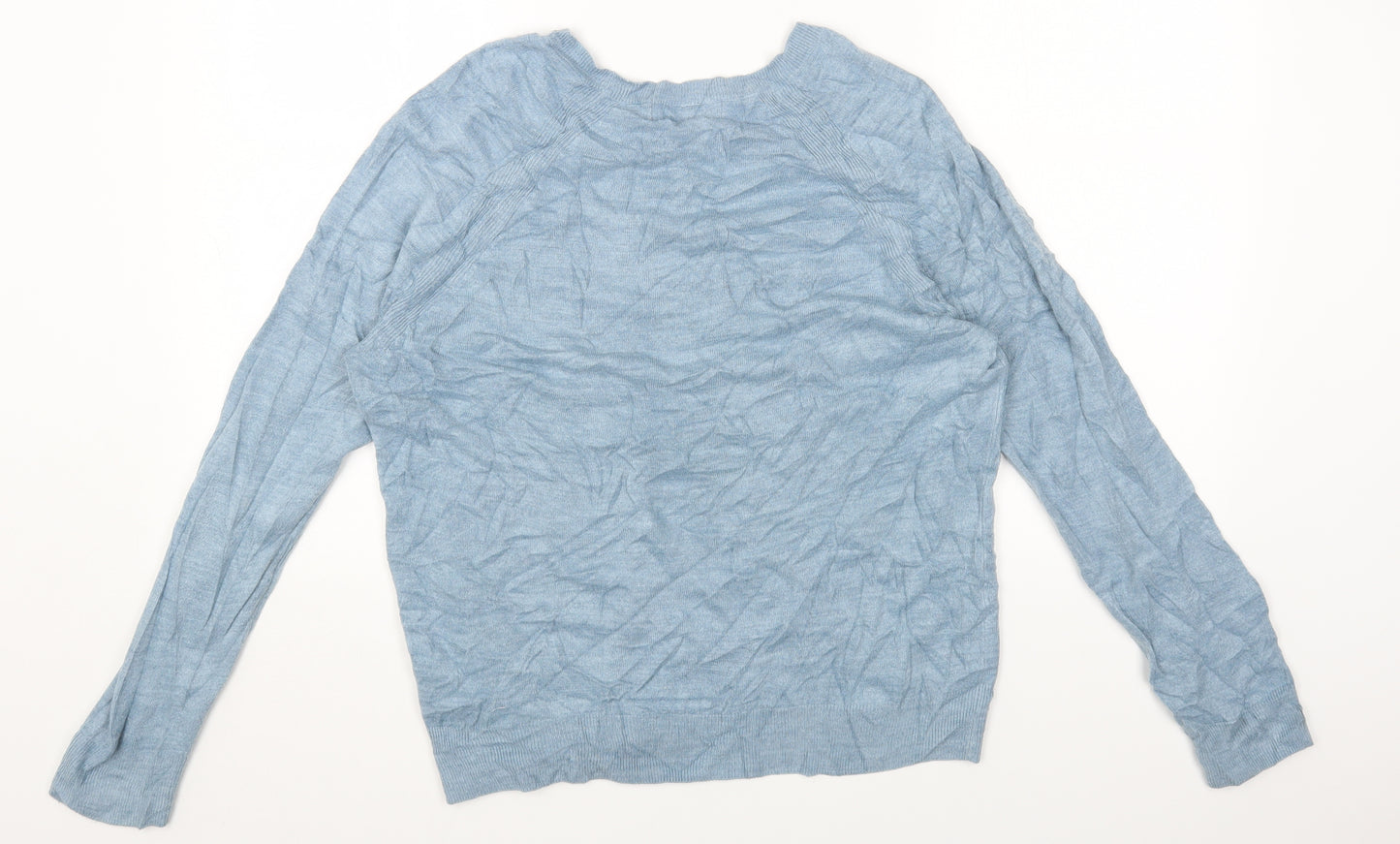 Marks and Spencer Womens Blue Round Neck Acrylic Pullover Jumper Size 16