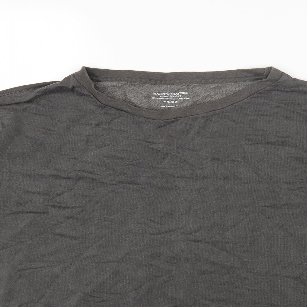 Majestic Womens Grey Round Neck Cotton Pullover Jumper One Size