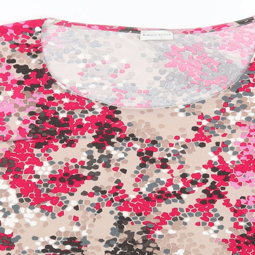 Minuet Womens Multicoloured Geometric Polyester Basic T-Shirt Size 16 Round Neck