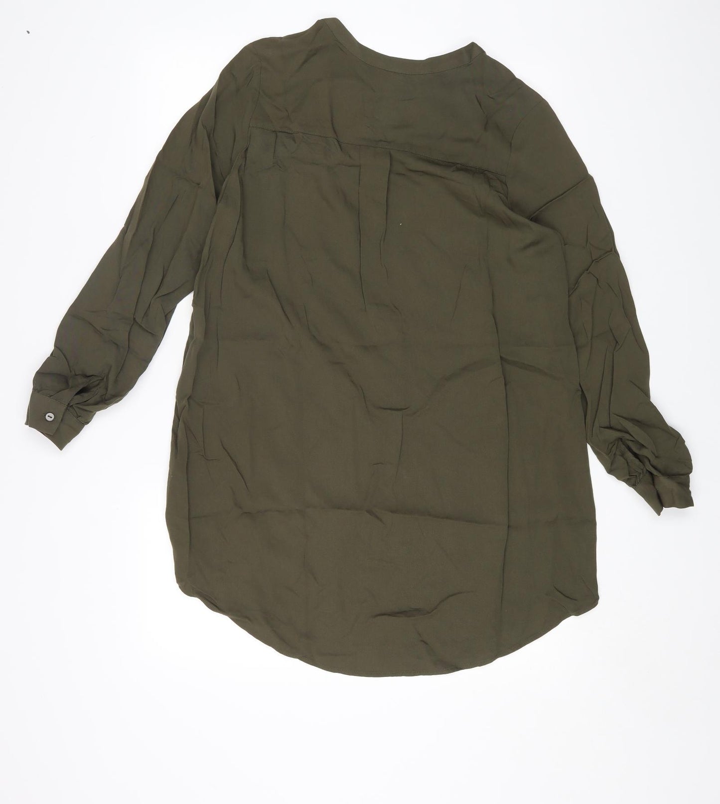 H&M Womens Green Viscose A-Line Size 6 V-Neck Pullover