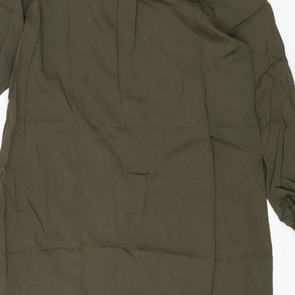 H&M Womens Green Viscose A-Line Size 6 V-Neck Pullover